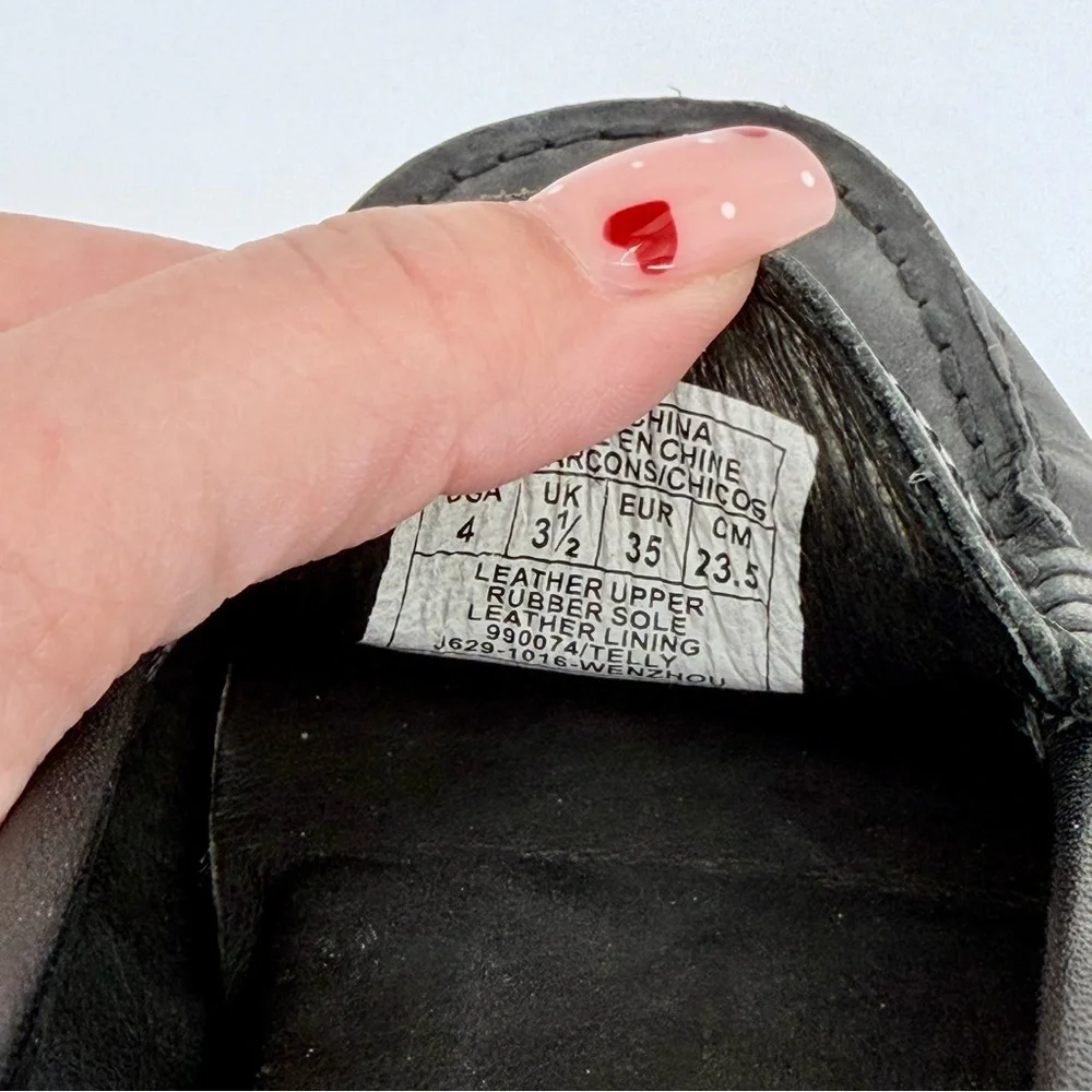 POLO RALPH LAUREN Telly Black Leather Penny Loafer Drivers Size 4 Boys / 6 Women